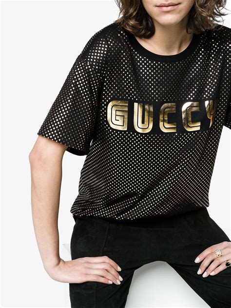 black and gold gucci t shirt|gucci black tee.